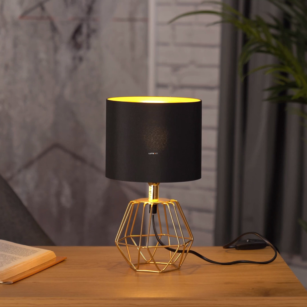 Lampa de masă din textil, culoare alamă, 30 cm - Carlton 2 Eglo 95788, cu soclu 1xE14