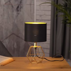   Lampă de masă din material textil, culoare alamă, 30 cm - Carlton 2 Eglo 95788, cu soclu 1xE14