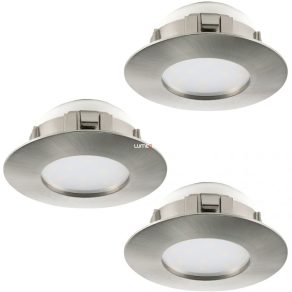   Spot LED încastrat, rotund, 18 W, alb cald, 7,8 cm, nichel, 3 bucăți - Pineda Eglo 95823