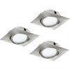 Spot LED încastrat, pătrat 18 W, alb cald, nichel, 3 bucăți - Pineda Eglo 95846