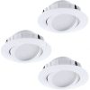 Spot LED încastrat, rotund, 18 W, alb cald, 8,4 cm, alb, 3 bucăți - Pineda Eglo 95851