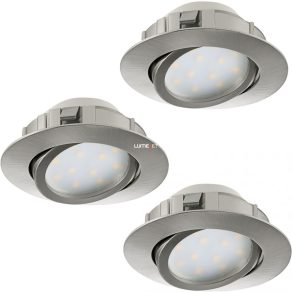   Spot LED încastrat, rotund, 18 W, alb cald, 8,4 cm, nichel, 3 bucăți - Pineda Eglo 95853
