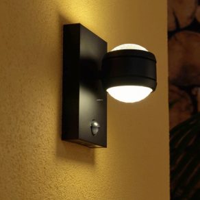   Lampă LED exterioară pentru montare pe perete, cu senzor de mișcare, 7,4 W, alb cald, negru - Sesimba Eglo 96021