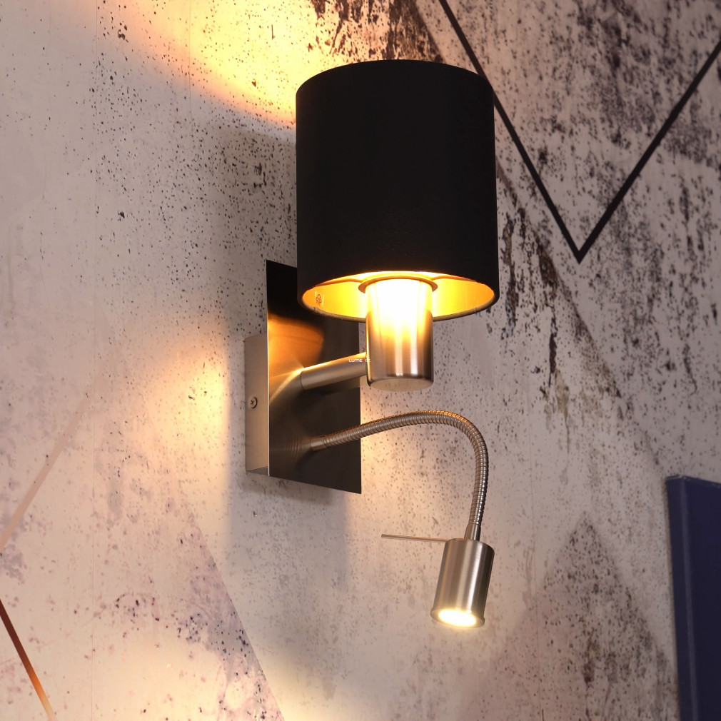 Lampa de perete cu braț de citit LED, nichel-negru - Pasteri Eglo 96483