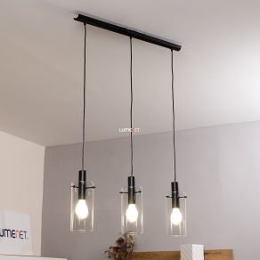   Lampă suspendată, negru translucid, cu trei socluri - Montefino Eglo 97367