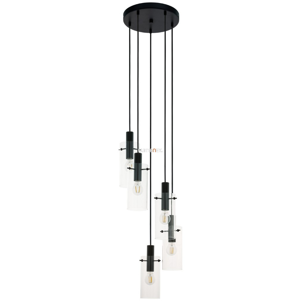 Lampa suspendată cu cinci becuri, negru-transparent - Montefino Eglo 97368