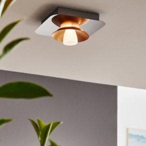   Lampă LED cu intensitate reglabilă pentru tavan, 5,4 W, alb cald, culoare alb-cupru - Torano Eglo 97521