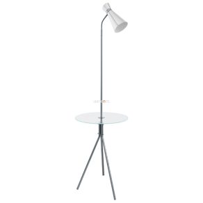   Lampă de podea cu raft, 159 cm, culoare alb-nichel - Policara Eglo 97772, sticlă, cu soclu 1xE27