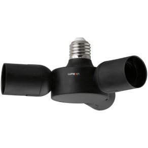   Distribuitor cu soclu E27, 19 cm, negru, cu trei prize - Rueda Eglo 98279