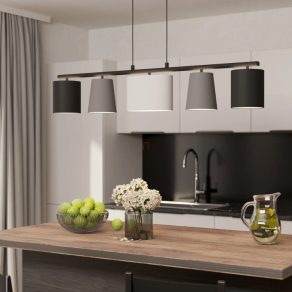   Lampă suspendată cu cinci socluri, culoare negru-negru-gri-alb - Almeida Eglo 98588