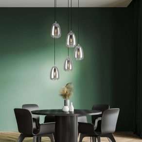   Lampă suspendată cu cinci socluri, crom de culoare fumurie - Alobrase Eglo 98617