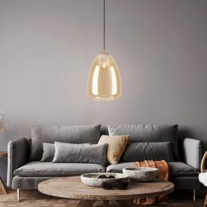   Lampă suspendată, alamă chihlimbarie - Alobrase Eglo 98647