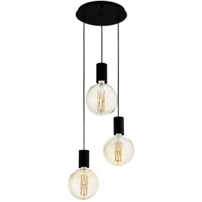   Lampă suspendată cu trei socluri, 33 cm, negru - Pozueta Eglo 98663