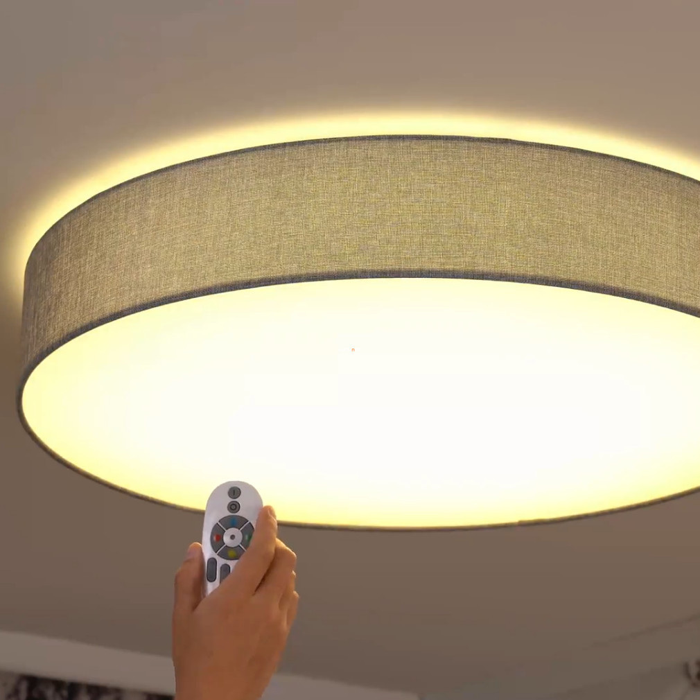 Lampă LED de tavan cu telecomandă, 42 W, alb rece-alb cald, alb-gri-alb - Romao RGBW Eglo 98669