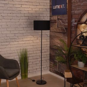   Lampă de podea cu comutator la picior, 152 cm, negru - Maserlo Eglo 99046, textilă, cu soclu 1xE27