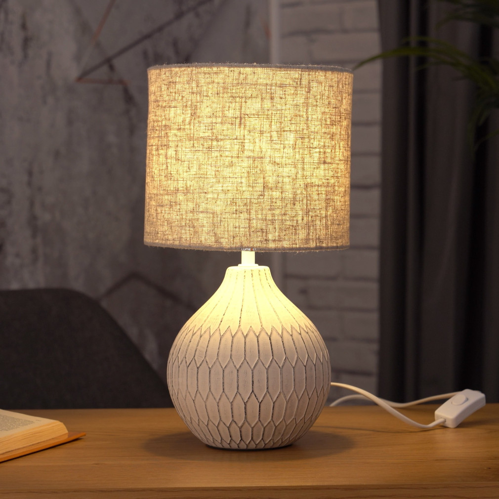 Lampa de noptie din textil, culoare maro deschis, 36 cm - Bellariva Eglo 99332, cu soclu 1xE27
