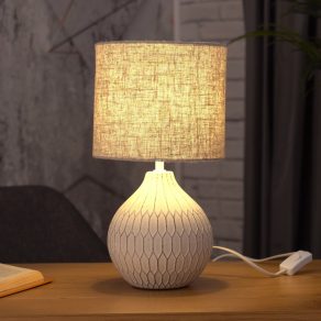   Lampă de noptieră din material textil, maro deschis, 36 cm - Bellariva Eglo 99332, cu soclu 1xE27