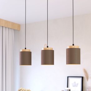   Lampă suspendată cu trei socluri, culoare negru-lemn-maro - Albariza Eglo 99446