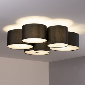   Lampă de tavan cu șase nuanțe, țesătură neagră - Pastore 2 Eglo 99509