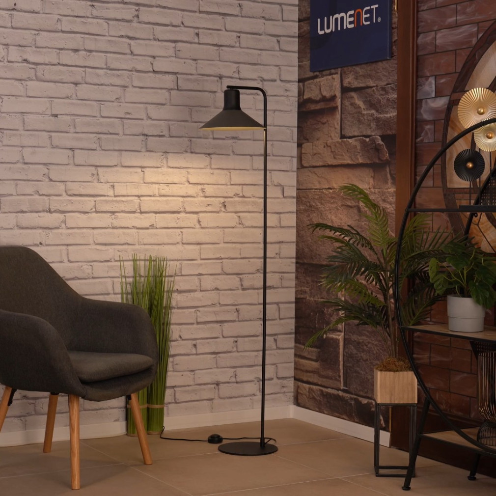 Lampa de podea cu comutator, 151 cm, negru-gri - Abreosa Eglo 99513, stil scandinav, 1xE27