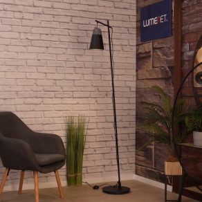   Lampă de podea cu comutator la picior, 179 cm, negru-gri-alb - Canterras Eglo 99547, piatră, soclu 1xE27