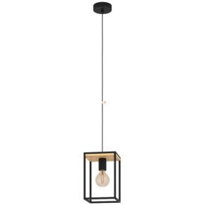   Lampă suspendată, negru și culoarea lemnului - Libertad Eglo 99795