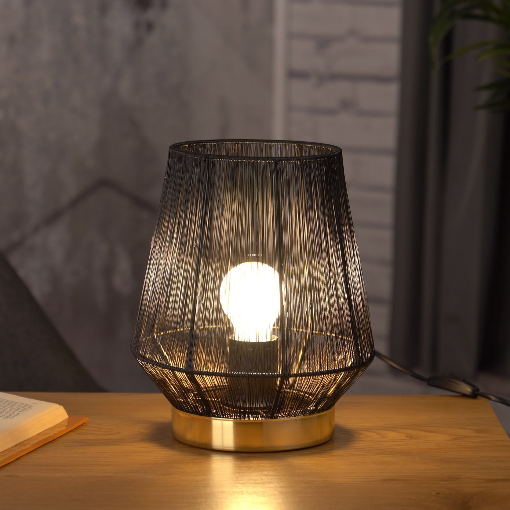 Lampa decorativă cu cablu din oțel negru, 26 cm, soclu auriu - Escandidos Eglo 99808, cu 1xE27