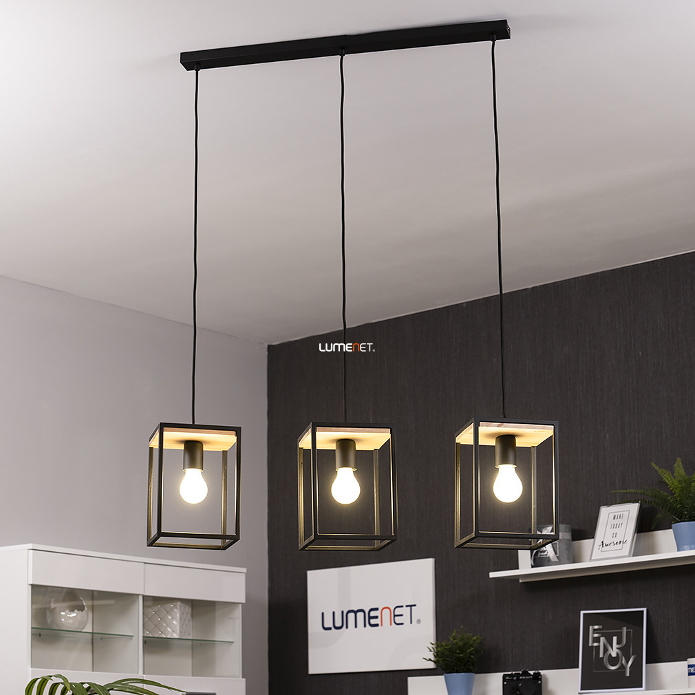 Lampa suspendată cu cadru negru pătrat, cu trei becuri - Libertad Eglo 99855
