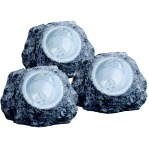   Lampă decorativă LED solară pentru exterior, piatră gri, 3 buc./pachet - Solar Globo 3302-3