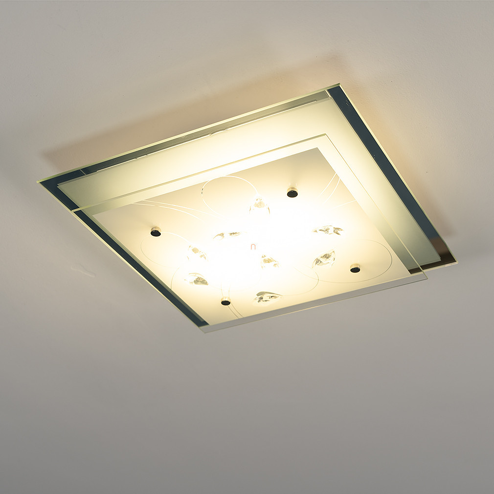 Lampa de tavan din sticlă cu ornamente din cristal - Jasmina Globo 40408-2