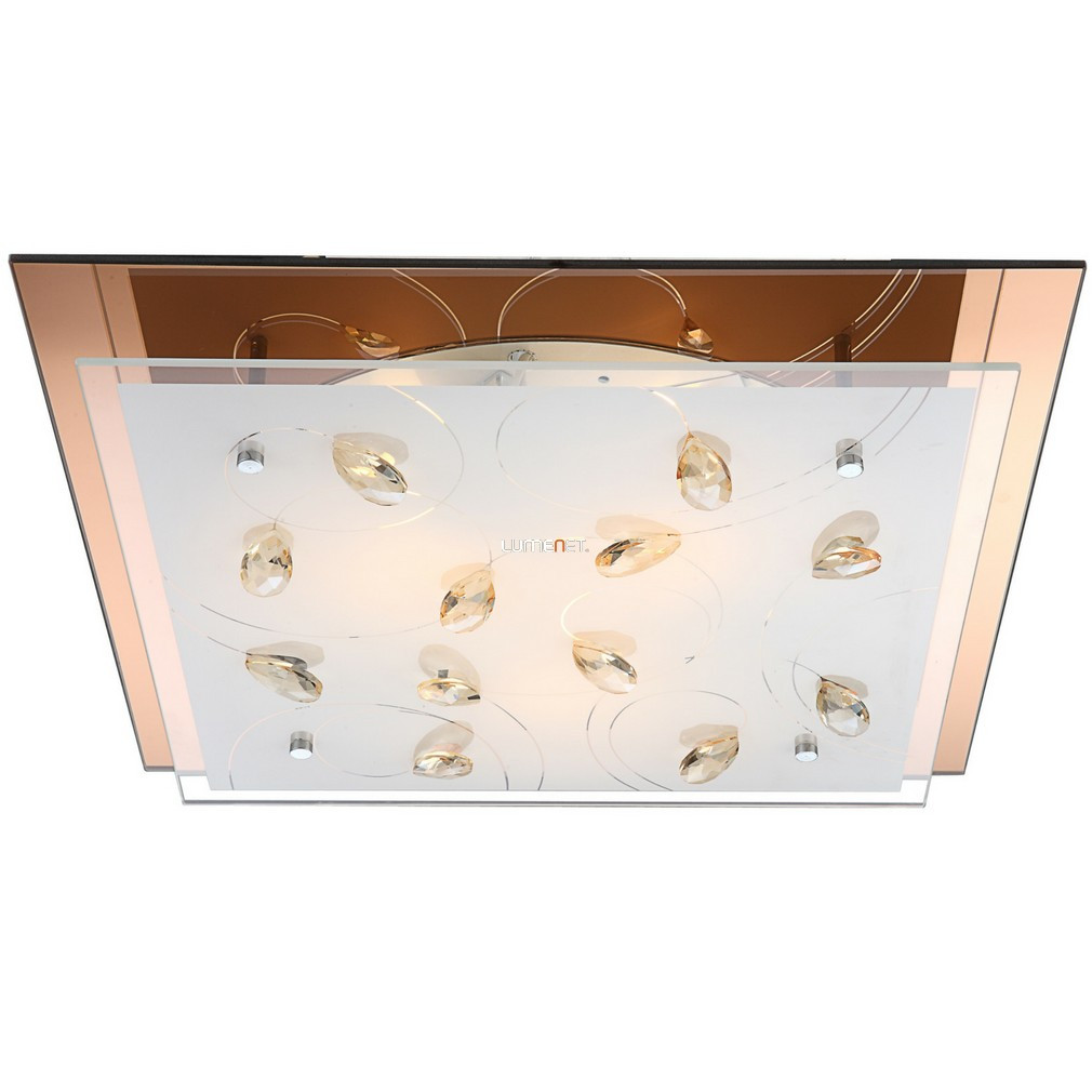 Lampa de tavan în culoarea chihlimbarului cu ornament din cristal - Ayana Globo 40412-3