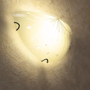   Aplică decorată din sticlă opală, semicerc - Calimero Globo 40402W