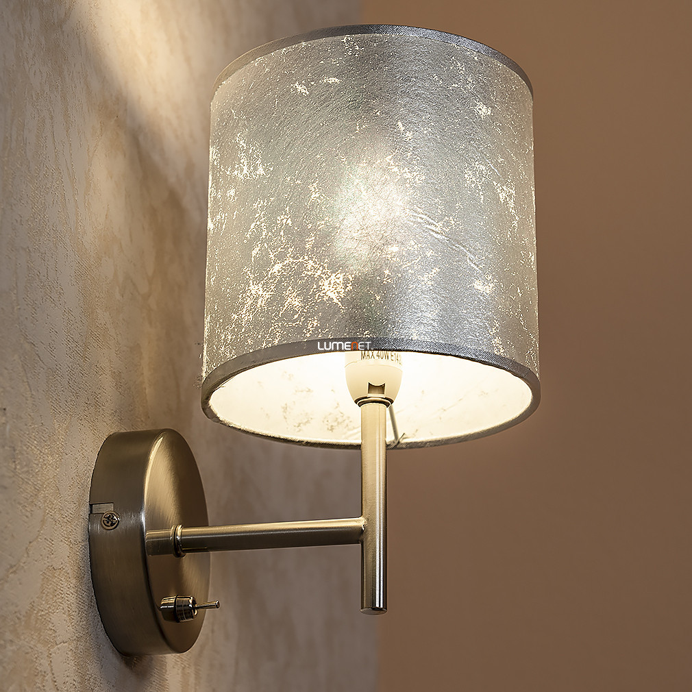 Lampa de perete din argint antichizat, textil - Amy Globo 15188W