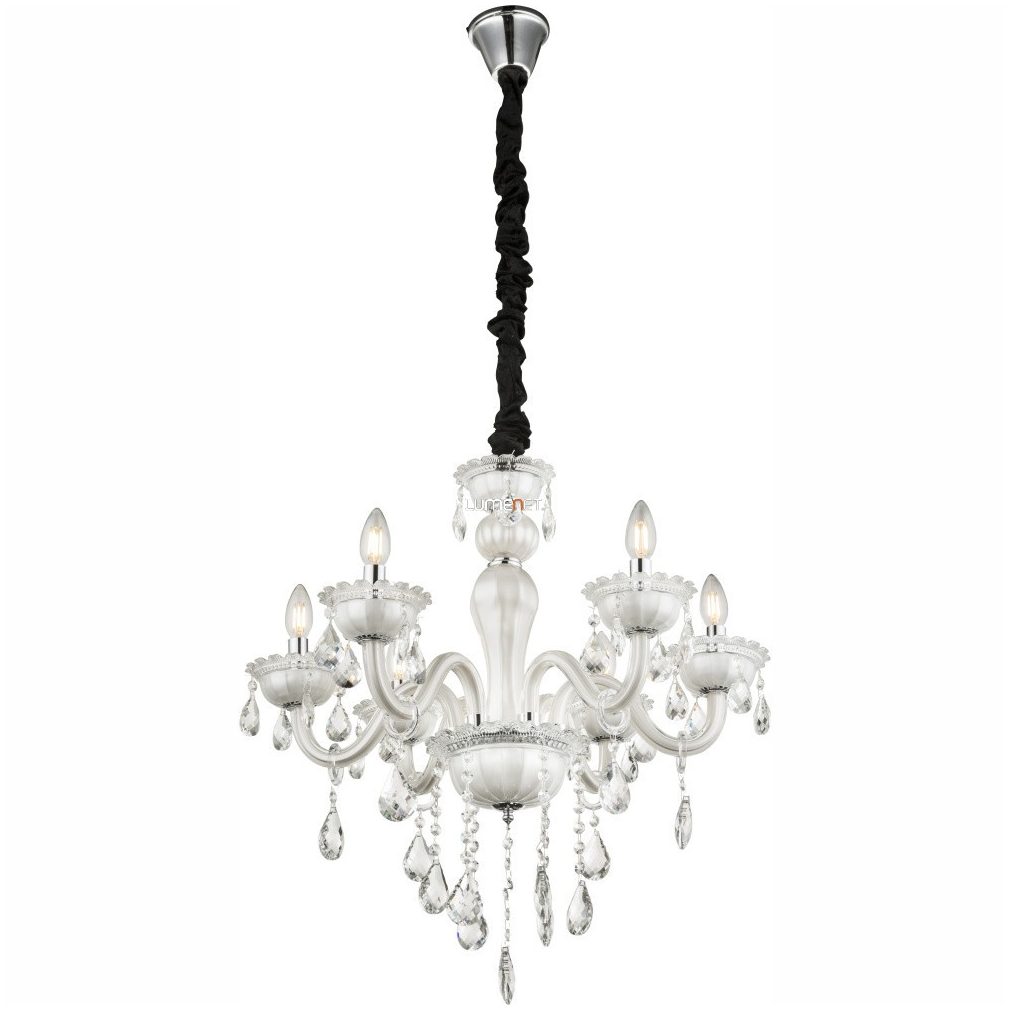 Candelabru de cristal în culoarea opal, cu 6 brațe - Teejay Globo 64118-6