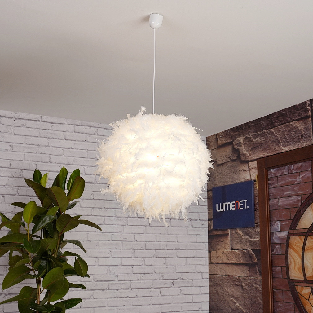 Lampa suspendată cu pene, 60 cm, alb - Katunga Globo 15058