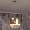 Lustră de cristal cu abajur din țesătură aurie - Amy Globo 15187H3
