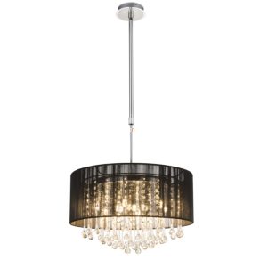   Candelabru din cristal cu abajur din material textil negru și sursă de lumină, 50 cm - Bagana Globo 15095H