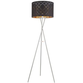  Lampă de podea cu trei picioare, neagră, 158 cm - Clarke Globo 15229S1, textilă, cu soclu 1xE27