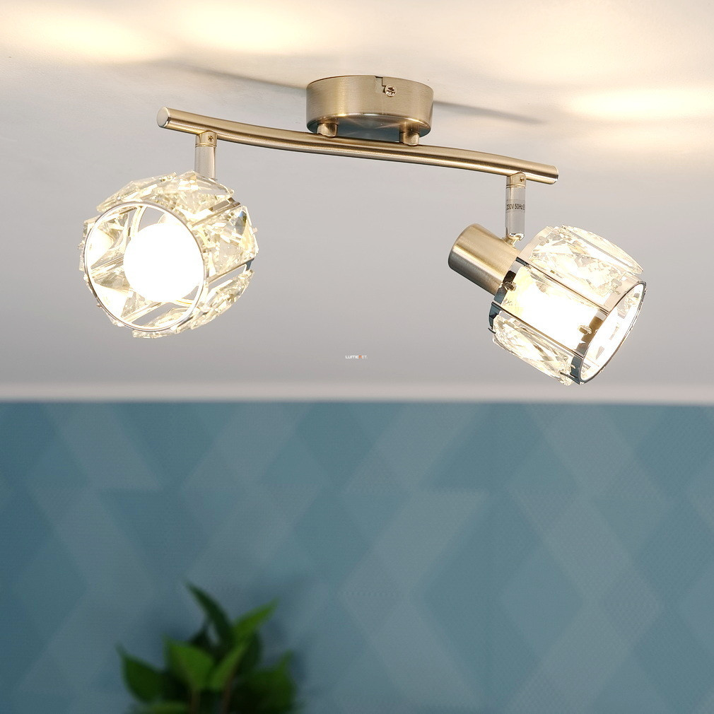 Spot cu incrustatie de cristal, cu două socluri - Kris Globo 54356-2