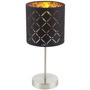   Lampă de masă, model cu grilă neagră, 35 cm - Clarke Globo 15229T, cu soclu 1xE14