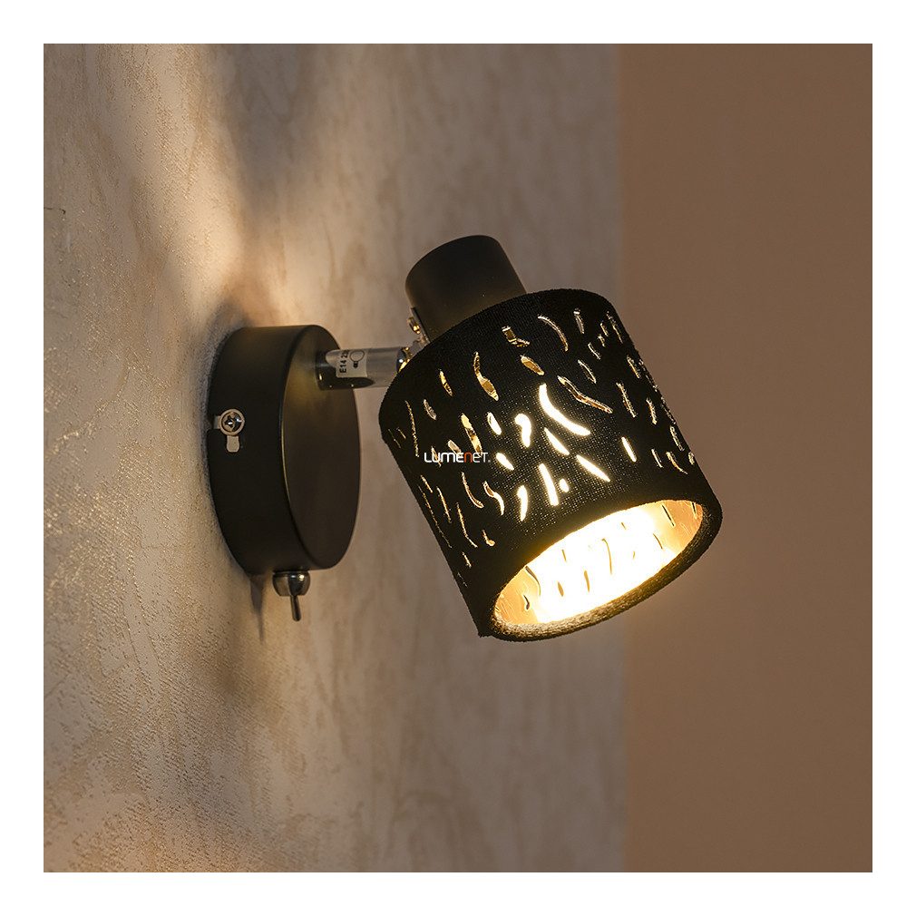Spot lumina, textil negru - Troy Globo 54121-1
