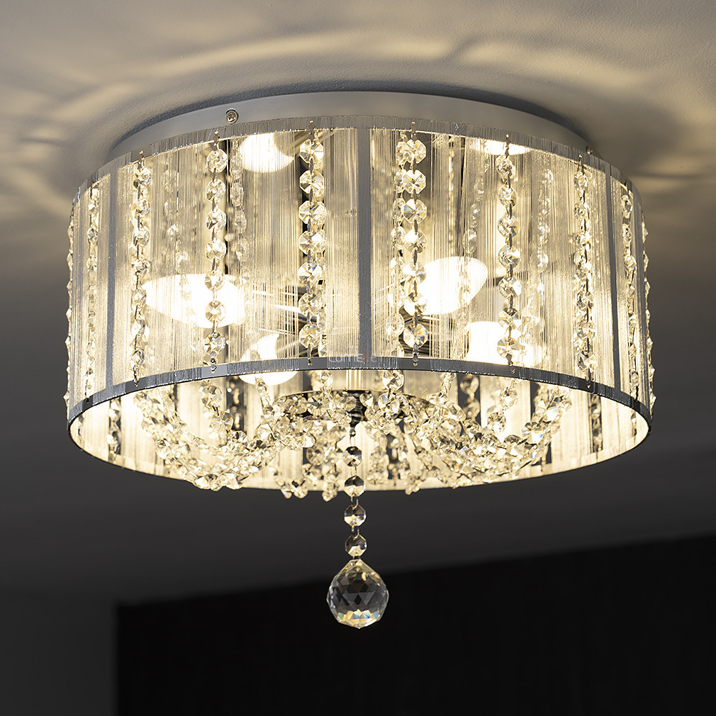 Candelabru de cristal cu abajur din fibre textile - Walla Globo 15091D