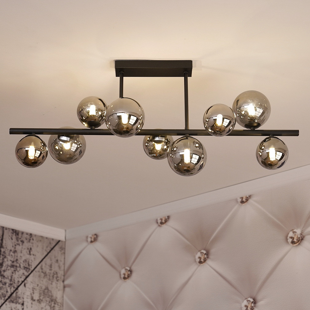 Lampa de tavan, negru-fum, cu nouă surse de lumină - Riha Globo 56133-9D