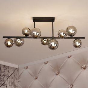   Lampă de tavan, culoare negru-fum, cu nouă surse de lumină - Riha Globo 56133-9D