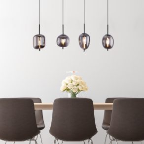   Lampă suspendată, culoare fum, cu patru socluri - Blacky Globo 15345-4