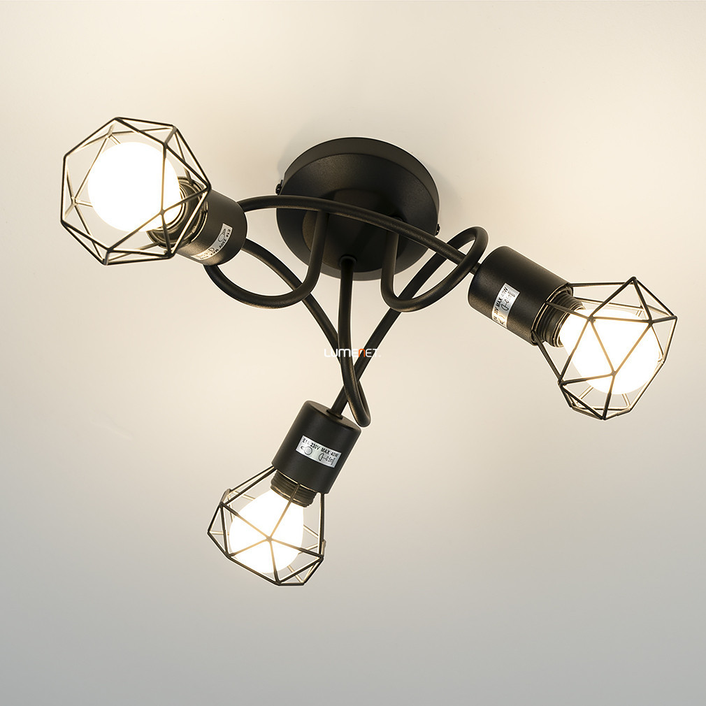 Lampa cu spot negru cu brațe în formă de buclă - Xara Globo 54802S-3D