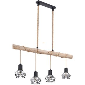   Lampă suspendată, lemn negru, patru socluri - Priska Globo 54017-4HH