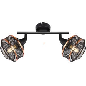   Spot de tavan în negru și auriu, cu două prize - Bellona Globo 54020-2