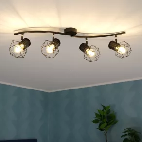 Lampă cu grilă neagră, 80 cm - Priska Globo 54017-4