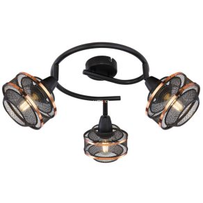   Spot de tavan în negru și auriu, cu trei socluri - Bellona Globo 54020-3